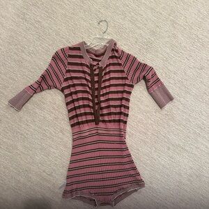 Striped Pink and Brown One Piece